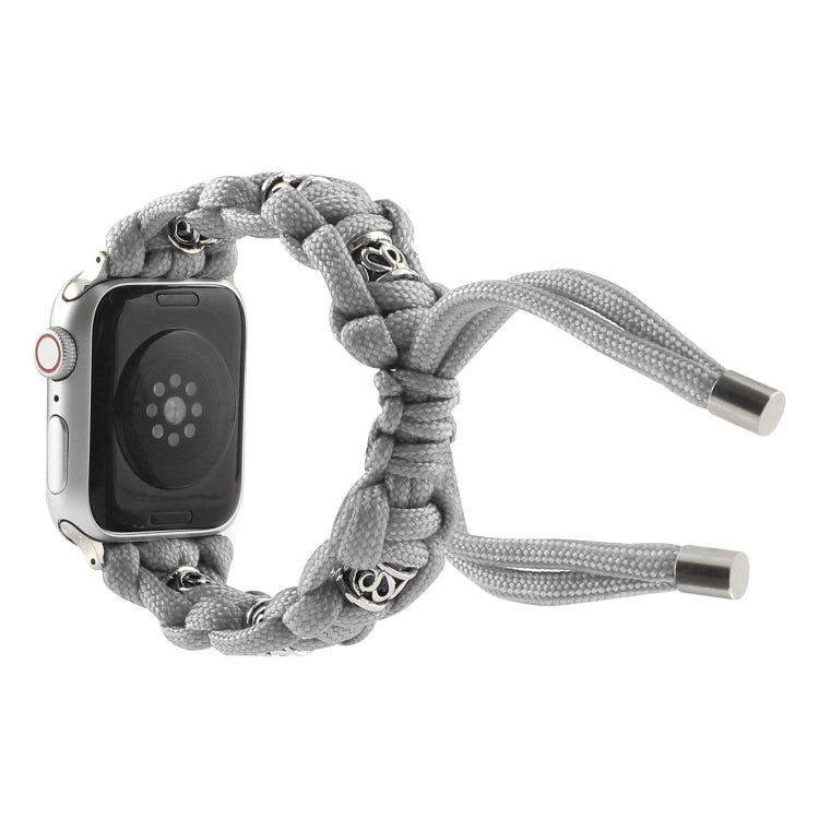 For Apple Watch Series 4 44mm Silk Silver Beads Braided Watch Band(Grey) - Watch Bands by PMC TechLife | Online Shopping South Africa | PMC TechLife
