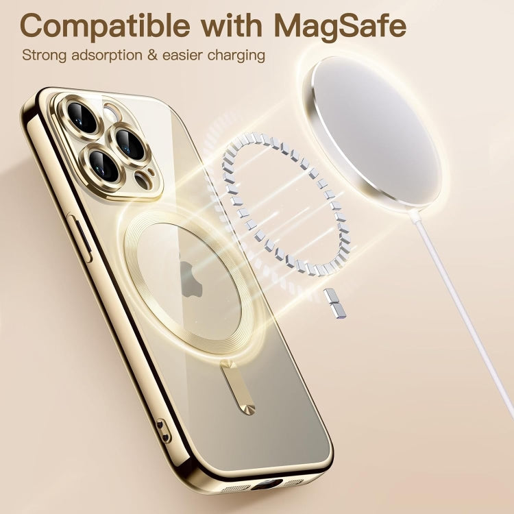 For iPhone 15 Pro Max Transparent Electroplated Magsafe Magnetic TPU Phone Case(Gold) - free shipping - PMC TechLife - Order now!