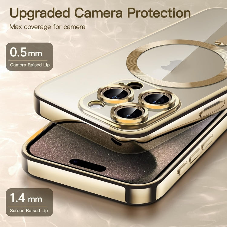 For iPhone 15 Pro Max Transparent Electroplated Magsafe Magnetic TPU Phone Case(Gold) - free shipping - PMC TechLife - Order now!