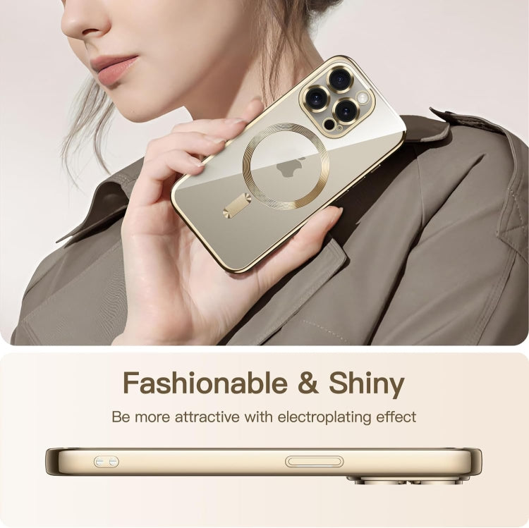 For iPhone 15 Pro Max Transparent Electroplated Magsafe Magnetic TPU Phone Case(Gold) - free shipping - PMC TechLife - Order now!
