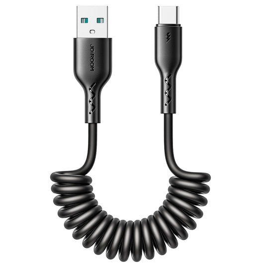 JOYROOM SA38-AC3 3A USB to USB-C / Type-C Coiled Fast Charging Data Cable, Length:1.5m(Black) - USB-C & Type-C Cable by PMC Jewellery | Online Shopping South Africa | PMC Jewellery