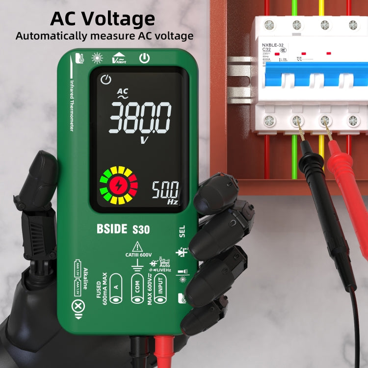 BSIDE S30 Smart Color Screen Infrared Temperature Measurement Multimeter(Green) - Digital Multimeter by BSIDE | Online Shopping South Africa | PMC Jewellery | Buy Now Pay Later Mobicred