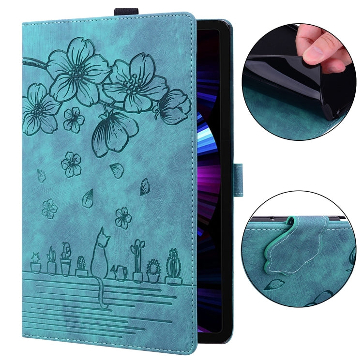 For Amazon Kindle Scribe 10.2 2022 Cartoon Sakura Cat Embossed Smart Leather Tablet Case(Green) - Amazon by PMC TechLife | Online Shopping South Africa | PMC TechLife | Buy Now Pay Later Mobicred