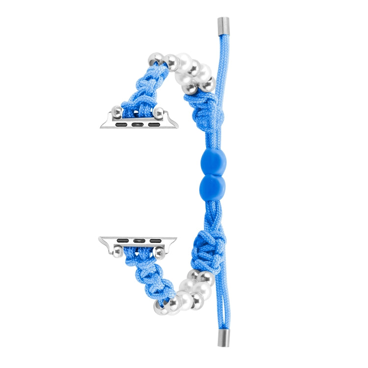 For Apple Watch 38mm Paracord Row Beads Drawstring Braided Watch Band(Blue) - Watch Bands by PMC TechLife | Online Shopping South Africa | PMC TechLife