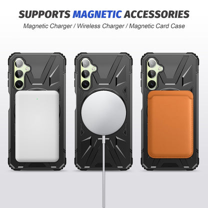 For Samsung Galaxy A24 5G MagSafe Magnetic Shockproof Phone Case with Ring Holder(Black) - Galaxy Phone Cases by PMC Jewellery | Online Shopping South Africa | PMC Jewellery