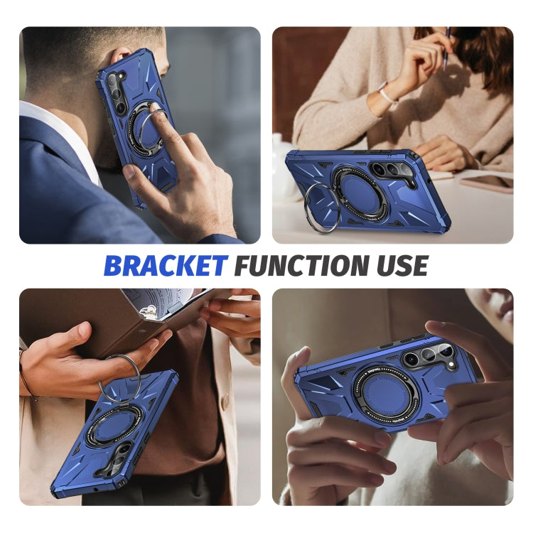 For Samsung Galaxy S24 5G MagSafe Magnetic Shockproof Phone Case with Ring Holder(Navy Blue) - Galaxy S24 5G Cases by PMC TechLife | Online Shopping South Africa | PMC TechLife