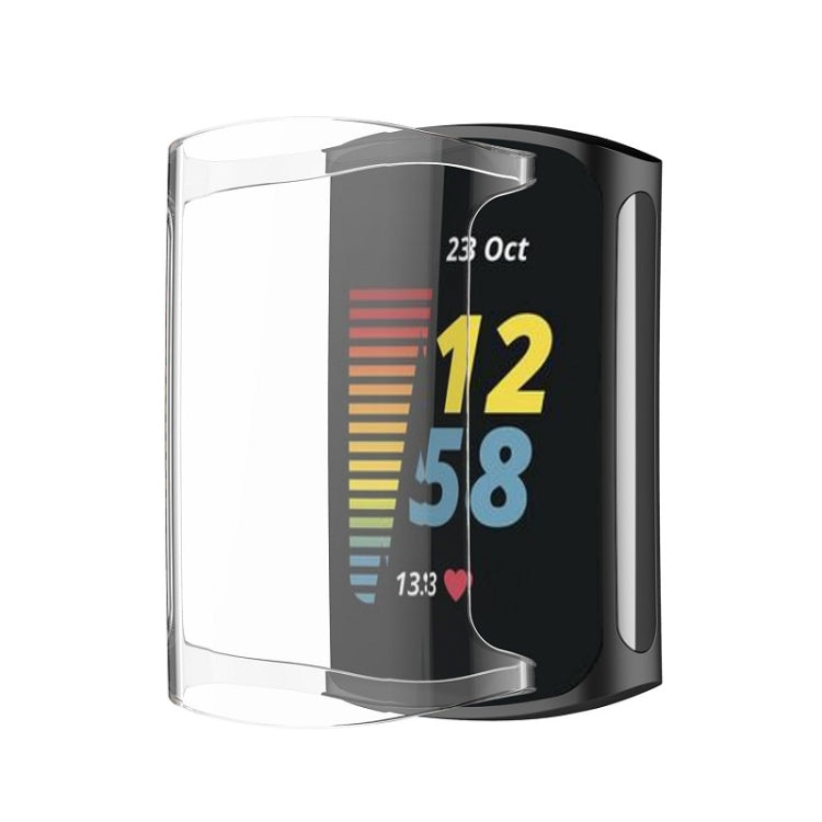 For Fitbit Charge 6 / 5 Full Coverage TPU Electroplated Watch Protective Case(Transparent White) - Watch Cases by PMC TechLife | Online Shopping South Africa | PMC TechLife