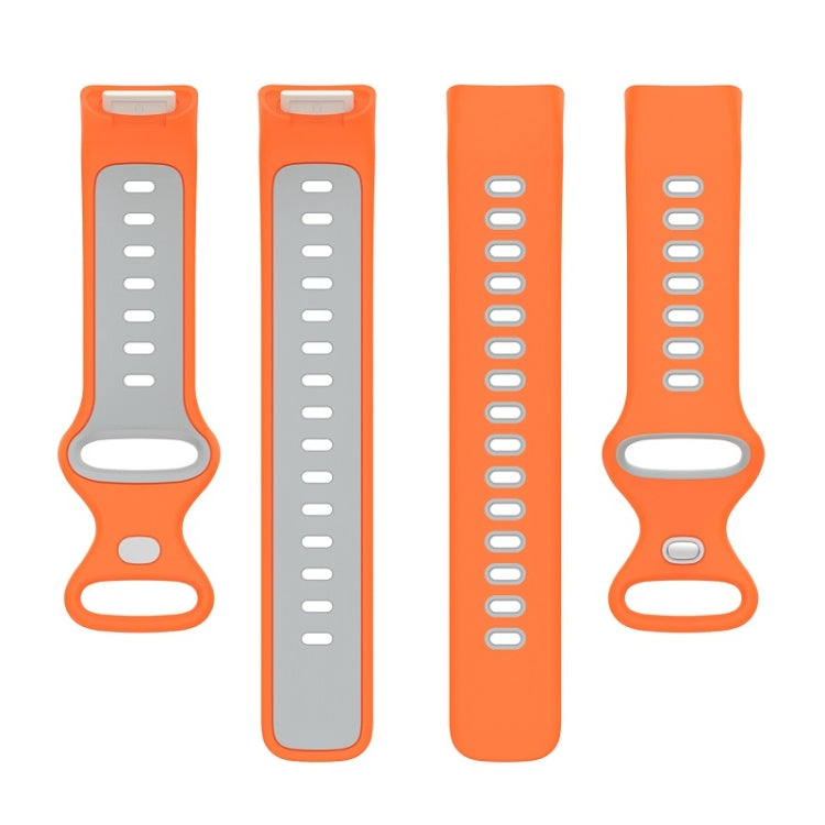 For Fitbit Charge 6 Two Color Silicone Watch Band(Orange Grey) - Watch Bands by PMC TechLife | Online Shopping South Africa | PMC TechLife