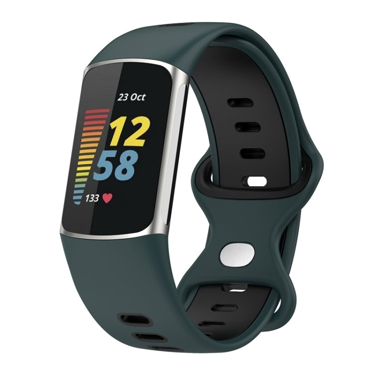 For Fitbit Charge 6 Two Color Silicone Watch Band(Olive Green Black) - Watch Bands by PMC TechLife | Online Shopping South Africa | PMC TechLife