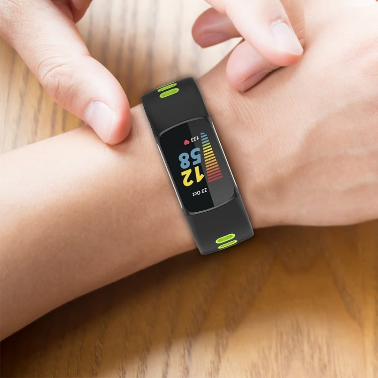 For Fitbit Charge 6 Two Color Silicone Watch Band(Midnight Blue White) - Watch Bands by PMC TechLife | Online Shopping South Africa | PMC TechLife
