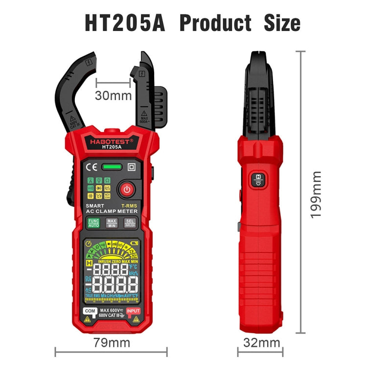 HABOTEST HT205A Multifunctional Intelligent Burn-proof Clamp Multimeter - Digital Multimeter by HABOTEST | Online Shopping South Africa | PMC Jewellery | Buy Now Pay Later Mobicred