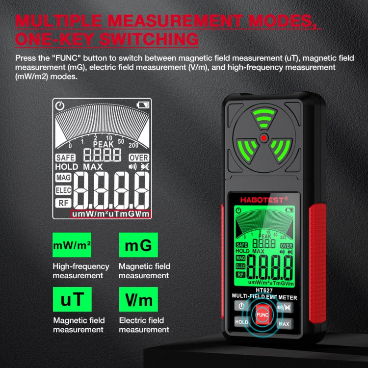 HABOTEST HT627 Electromagnetic Radiation Detector - Radiation Detector by HABOTEST | Online Shopping South Africa | PMC Jewellery | Buy Now Pay Later Mobicred