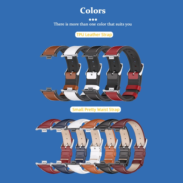 For Xiaomi Smart Band 9 Pro / 8 Pro Mijobs Genuine Leather Slim Watch Band(Blue Silver) - Watch Bands by MIJOBS | Online Shopping South Africa | PMC Jewellery | Buy Now Pay Later Mobicred