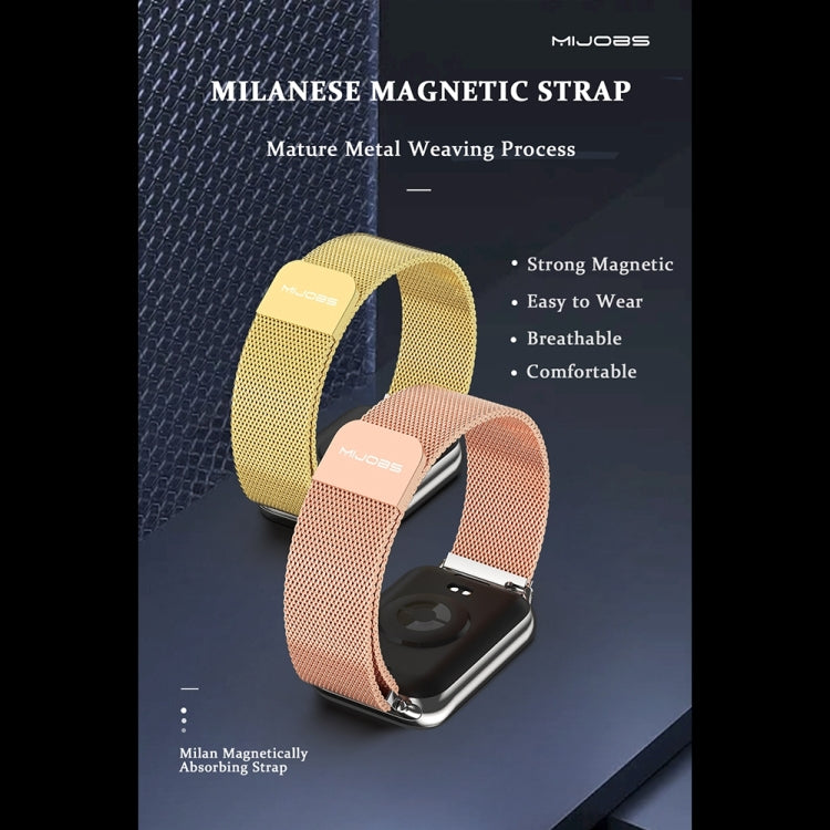 For Xiaomi Mi Band 8 Pro Mijobs Milan Magnetic Stainless Steel Watch Band(Rose Gold) - Watch Bands by MIJOBS | Online Shopping South Africa | PMC Jewellery