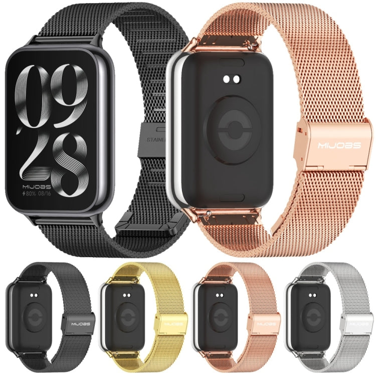 For Xiaomi Mi Band 8 Pro Mijobs Milan Buckle Stainless Steel Watch Band(Rose Gold) - Watch Bands by MIJOBS | Online Shopping South Africa | PMC Jewellery