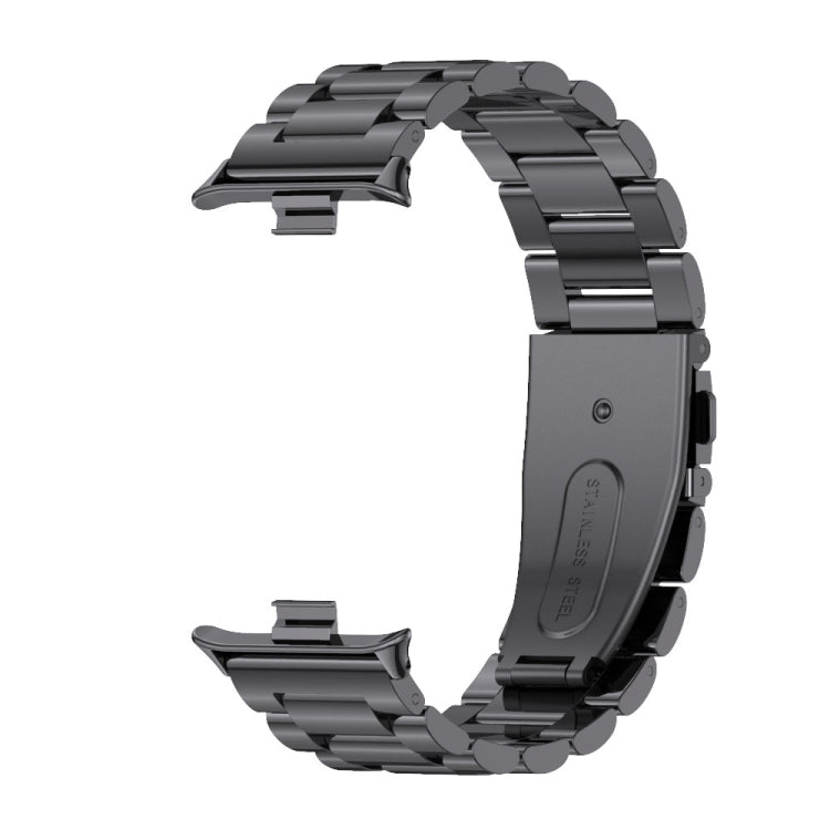 For Xiaomi Smart Band 9 Pro / 8 Pro Mijobs Three Beads Stainless Steel Watch Band(Black) - Watch Bands by MIJOBS | Online Shopping South Africa | PMC Jewellery | Buy Now Pay Later Mobicred