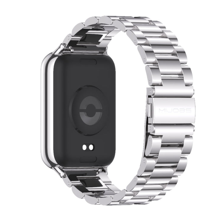 For Xiaomi Mi Band 8 Pro Mijobs Three-Bead Stainless Steel Watch Band(Silver) - Watch Bands by MIJOBS | Online Shopping South Africa | PMC Jewellery