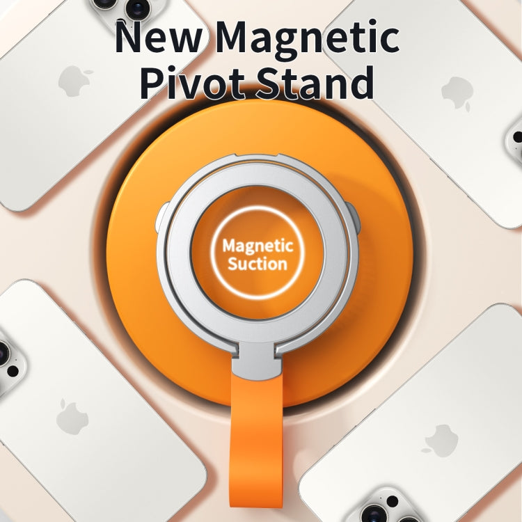 MagSafe Magnetic Pivot Stand Phone Ring Holder(Silver + Orange) - free shipping - PMC TechLife - Order now!