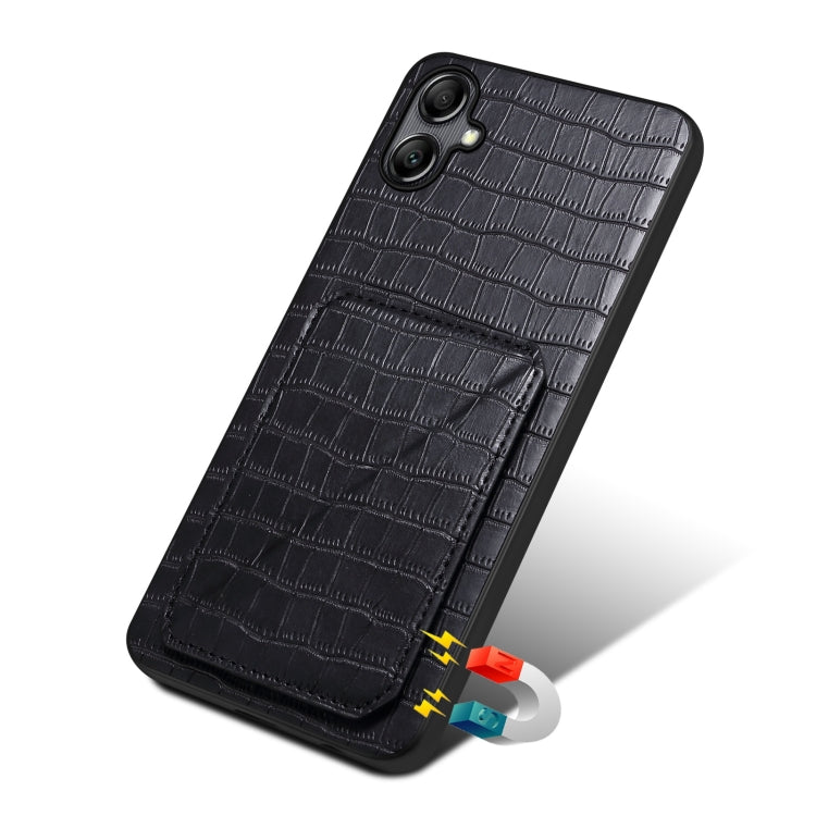 For Samsung Galaxy S23 Ultra 5G Denior Imitation Crocodile Leather Back Phone Case with Holder(Black) - Galaxy S23 Ultra 5G Cases by Denior | Online Shopping South Africa | PMC Jewellery