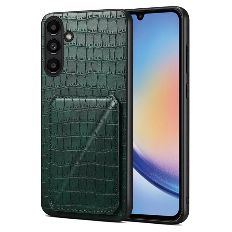 For Samsung Galaxy A34 5G Denior Imitation Crocodile Leather Back Phone Case with Holder(Green) - Galaxy Phone Cases by Denior | Online Shopping South Africa | PMC Jewellery