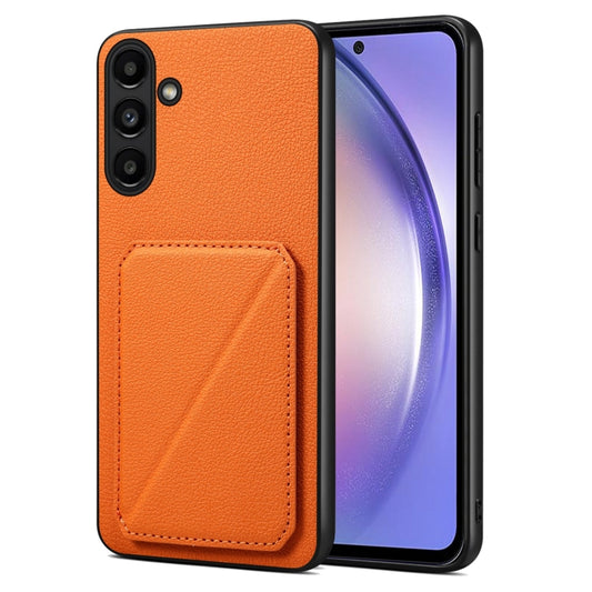 For Samsung Galaxy A54 5G Denior Imitation Calf Leather Back Phone Case with Holder(Orange) - Galaxy Phone Cases by Denior | Online Shopping South Africa | PMC Jewellery