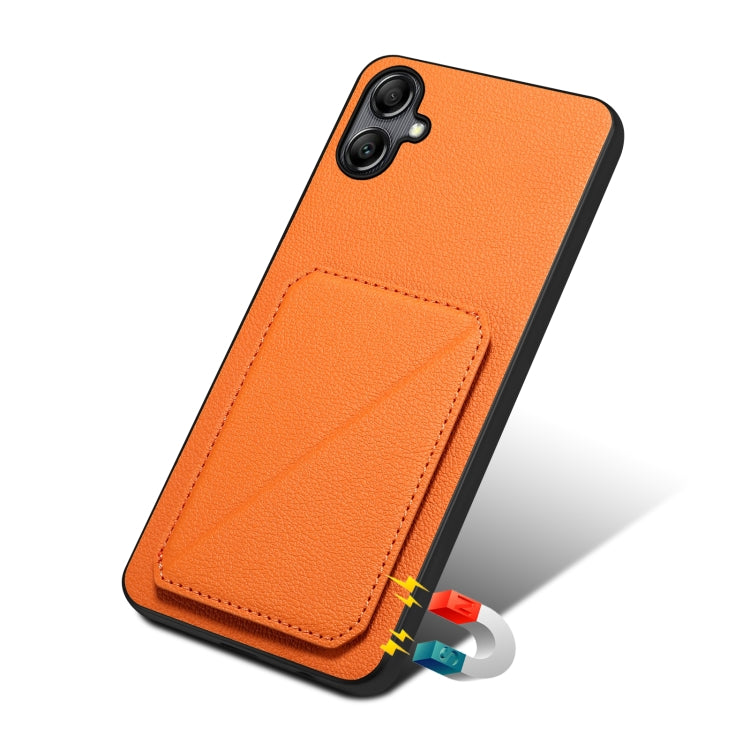For Samsung Galaxy S24 5G Denior Imitation Calf Leather Back Phone Case with Holder(Orange) - Galaxy S24 5G Cases by Denior | Online Shopping South Africa | PMC Jewellery