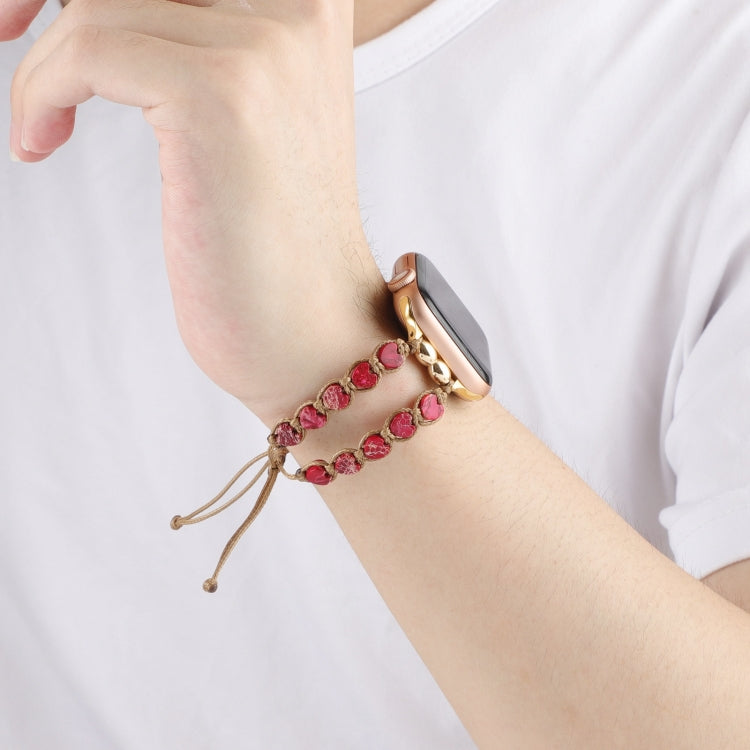 For Apple Watch Series 9 45mm Heart Stones Drawstring Chain Watch Band(Red) - free shipping - PMC TechLife - Order now!