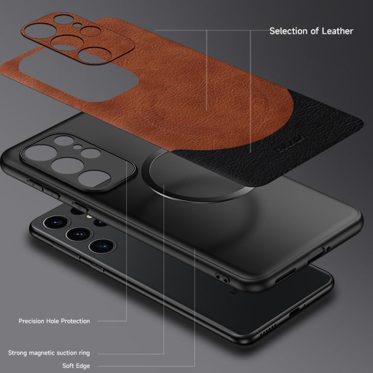 For Samsung Galaxy S24+ 5G SULADA Stitching Leather MagSafe Magnetic Phone Case(Brown) - Galaxy S24+ 5G Cases by SULADA | Online Shopping South Africa | PMC TechLife | Buy Now Pay Later Mobicred