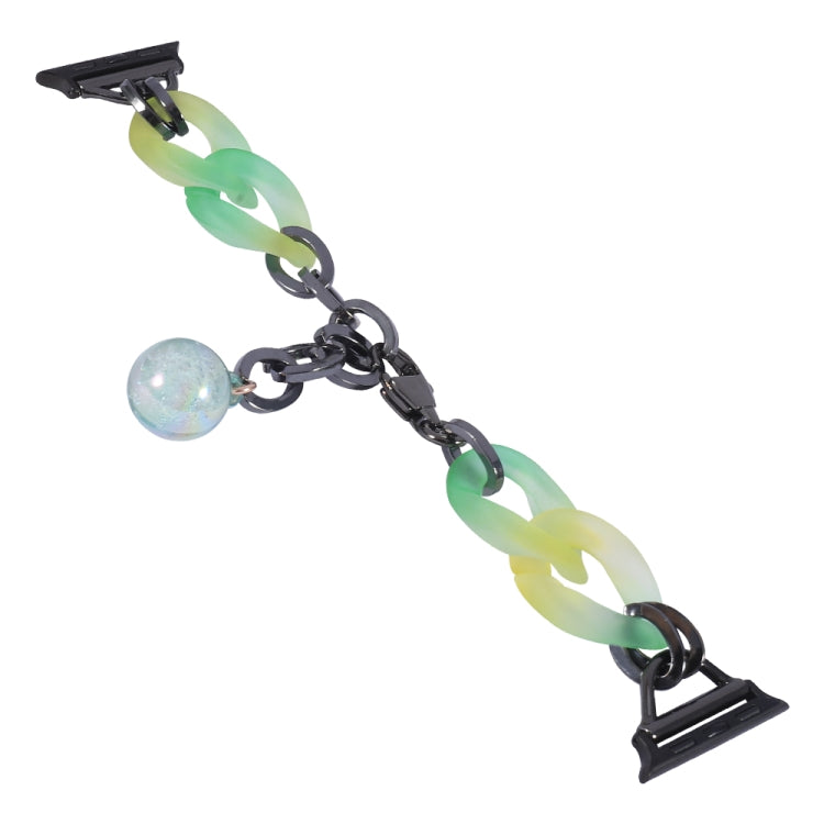 For Apple Watch Series 9 45mm Gradient Resin Chain Watch Band(Green) - Watch Bands by PMC TechLife | Online Shopping South Africa | PMC TechLife | Buy Now Pay Later Mobicred