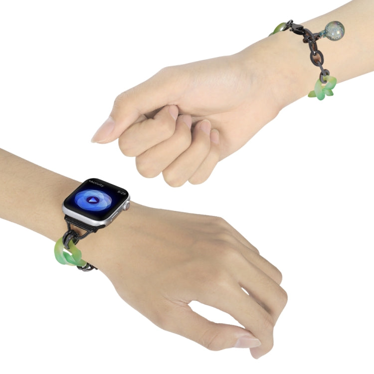 For Apple Watch 42mm Gradient Resin Chain Watch Band(Green) - Watch Bands by PMC TechLife | Online Shopping South Africa | PMC TechLife | Buy Now Pay Later Mobicred
