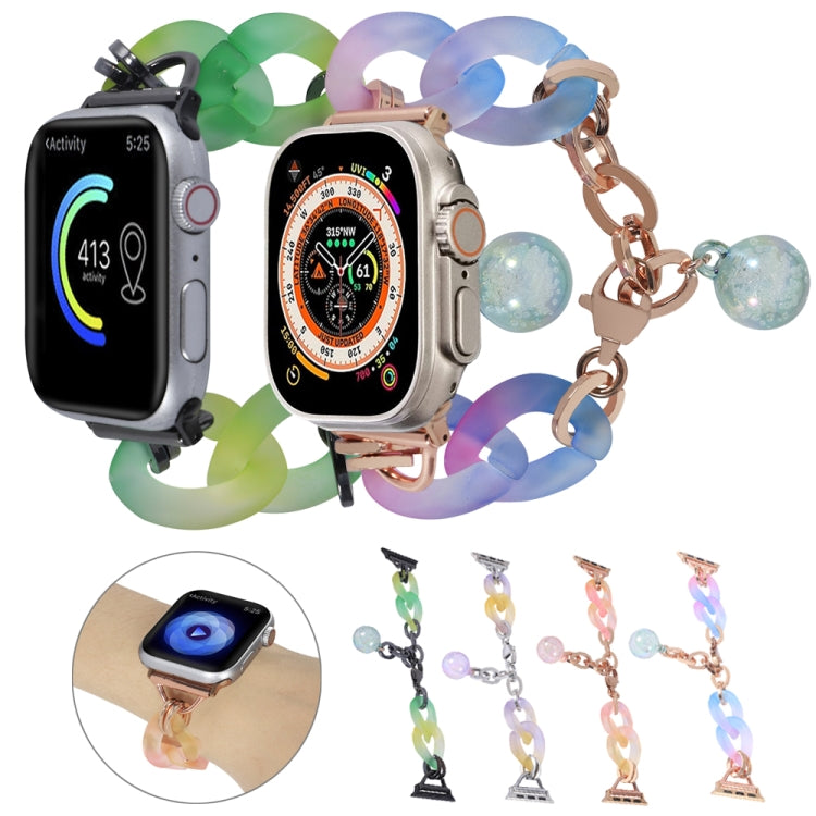 For Apple Watch Series 9 45mm Gradient Resin Chain Watch Band(Green) - Watch Bands by PMC TechLife | Online Shopping South Africa | PMC TechLife | Buy Now Pay Later Mobicred