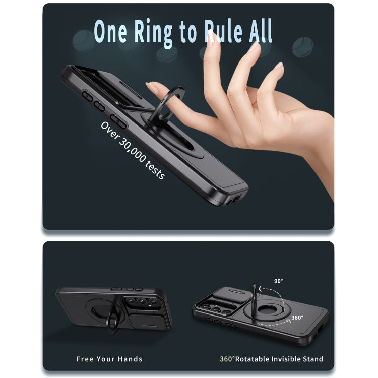 For Samsung Galaxy S23+ 5G Camshield MagSafe Ring Holder Armor Phone Case(Black) - Galaxy S23+ 5G Cases by PMC TechLife | Online Shopping South Africa | PMC TechLife
