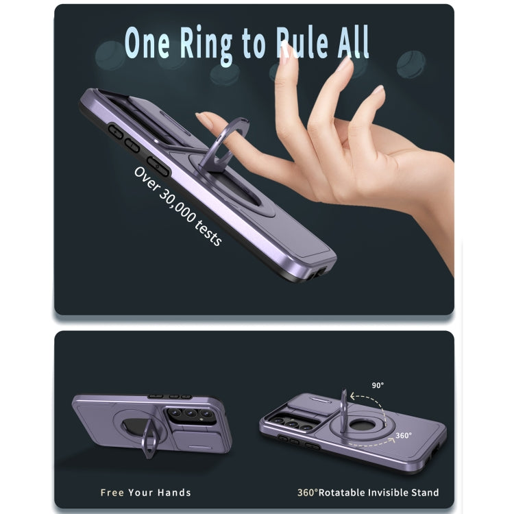 For Samsung Galaxy S22 5G Camshield MagSafe Ring Holder Armor Phone Case(Puple) - Galaxy S22 5G Cases by PMC TechLife | Online Shopping South Africa | PMC TechLife