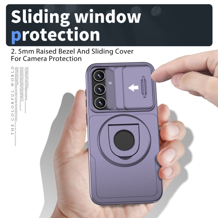For Samsung Galaxy S22+ 5G Camshield MagSafe Ring Holder Armor Phone Case(Puple) - free shipping - PMC TechLife - Order now!