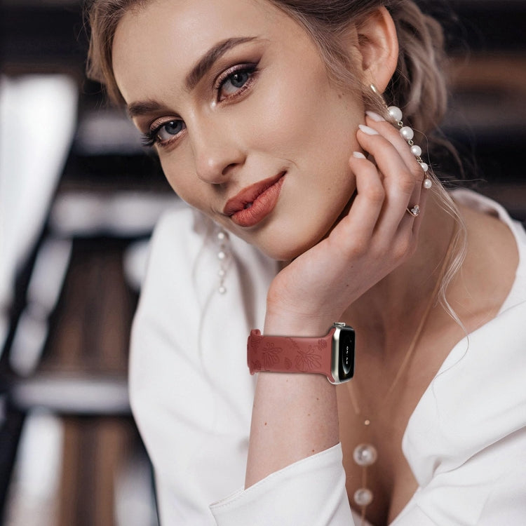For Apple Watch 42mm Butterfly Flower Embossed Silicone Watch Band(Brick Red) - free shipping - PMC TechLife - Order now!