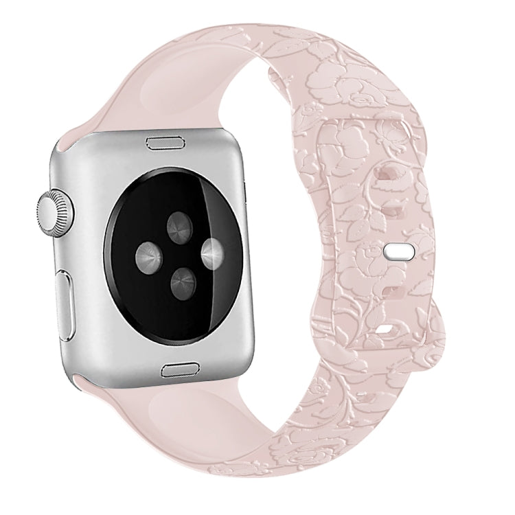 For Apple Watch Series 2 42mm Rose Embossed Silicone Watch Band(Pink) - Watch Bands by PMC TechLife | Online Shopping South Africa | PMC TechLife