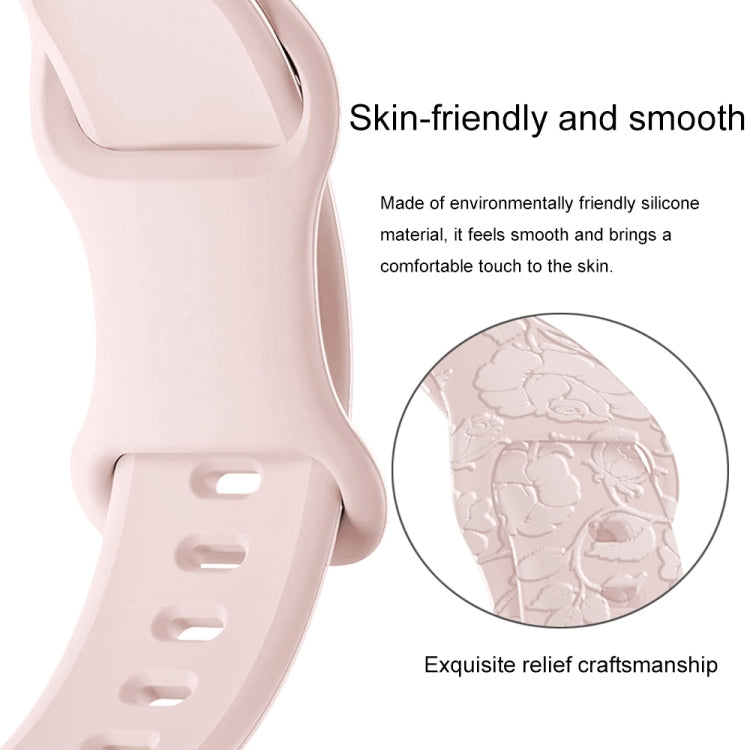 For Apple Watch Series 3 38mm Rose Embossed Silicone Watch Band(Pink) - Watch Bands by PMC TechLife | Online Shopping South Africa | PMC TechLife