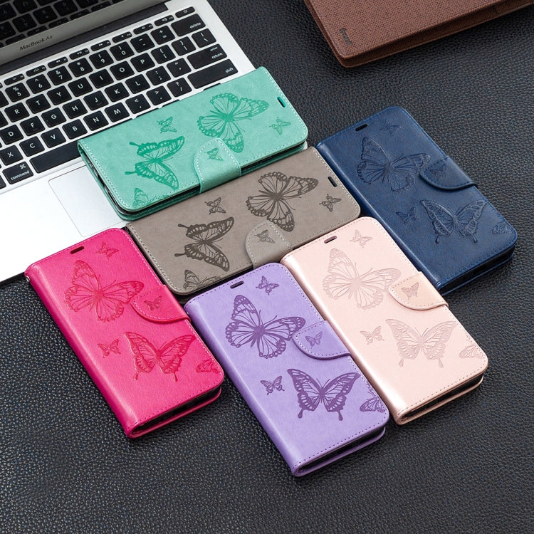 For Xiaomi Redmi 9C Two Butterflies Embossing Pattern Horizontal Flip Leather Case with Holder & Card Slot & Wallet & Lanyard(Rose Gold) - free shipping - PMC TechLife - Order now!
