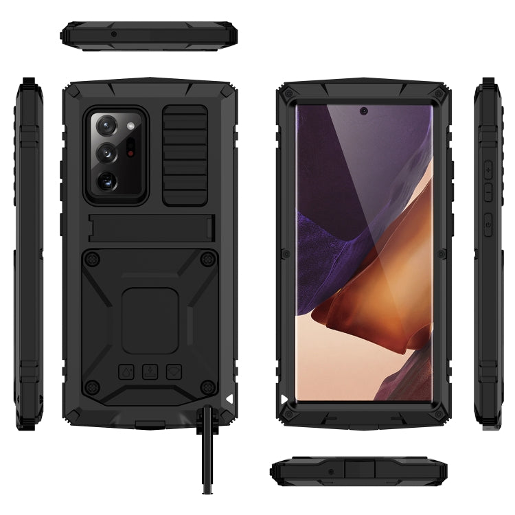 For Samsung Galaxy Note 20 Ultra R-JUST Shockproof Waterproof Dust-proof Metal + Silicone Protective Case with Holder(Black) - Galaxy Note20 Cases by R-JUST | Online Shopping South Africa | PMC Jewellery