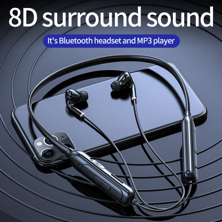 M60 8D Surround Sound Wireless Neck-mounted 5.1 Bluetooth Earphone Support TF Card MP3 Mode(Black) - Neck-mounted Earphone by PMC Jewellery | Online Shopping South Africa | PMC Jewellery