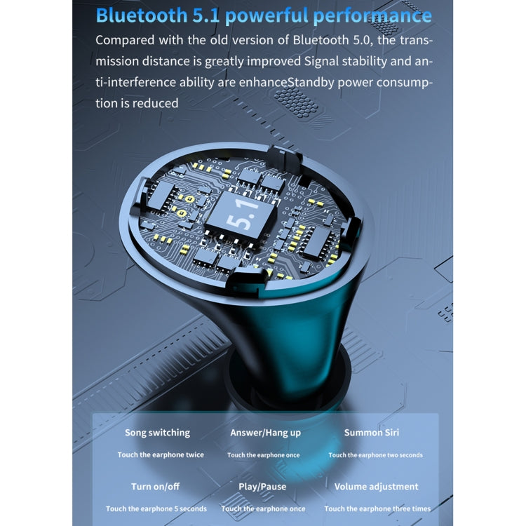 M18 Bluetooth 5.1 LED Display Screen Waterproof Wireless Bluetooth Earphone with Charging Box - Bluetooth Earphone by PMC TechLife | Online Shopping South Africa | PMC TechLife