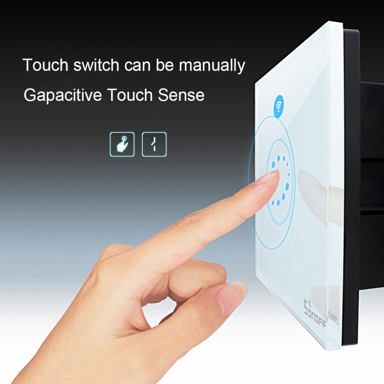 Sonoff  Touch 86mm 1 Gang Tempered Glass Panel Wall Switch Smart Home Light Touch Switch, Compatible with Alexa and Google Home, AC 90V-250V 400W 2A - Smart Socket by PMC Jewellery | Online Shopping South Africa | PMC Jewellery