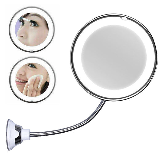 Suction Cup Type LED Lighted Makeup Mirror Flexible Wall Mounted Folding Mirror - Mirror by PMC Jewellery | Online Shopping South Africa | PMC Jewellery