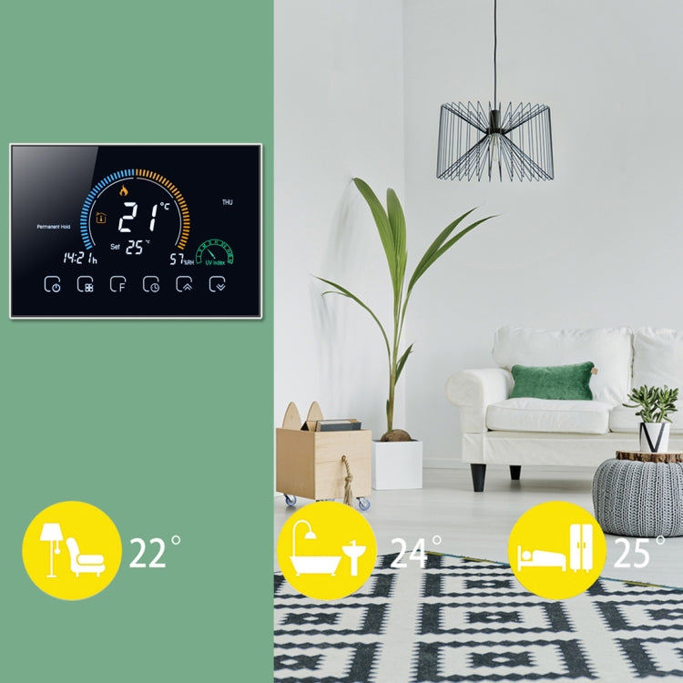 BHT-8000-GA Control Water Heating Energy-saving and Environmentally-friendly Smart Home Negative Display LCD Screen Round Room Thermostat without WiFi(Black) - Thermostat & Thermometer by PMC Jewellery | Online Shopping South Africa | PMC Jewellery