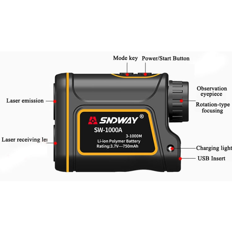 SNDWAY SW1000A Handheld Outdoor Waterproof Telescope Range Finder Distance Measurer, 1000m - Laser Rangefinder by SNDWAY | Online Shopping South Africa | PMC Jewellery