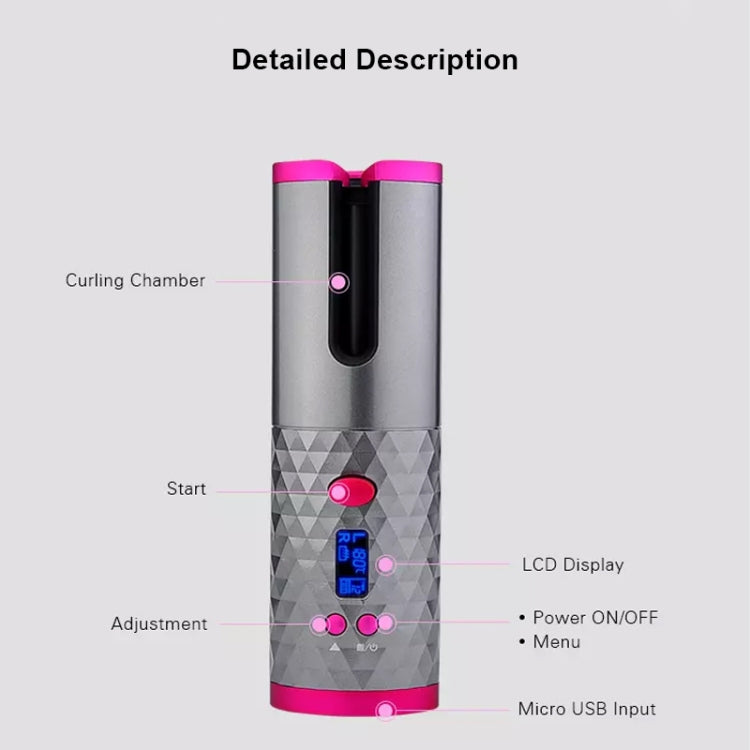 USB Charging Automatic Hair Curler Portable Mini Wireless Multi-function Curling Iron with LCD Display (Pink) - Hair Curler by PMC Jewellery | Online Shopping South Africa | PMC Jewellery