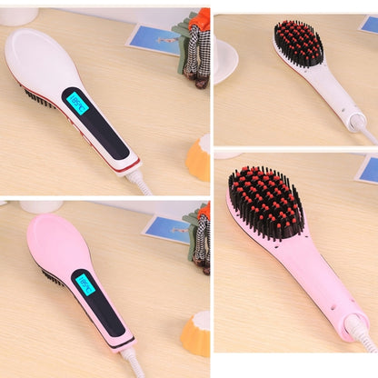 Handheld Innovative Hair Straightener Comb with LCD Temperature Display, EU Plug(Pink) - Combs by PMC Jewellery | Online Shopping South Africa | PMC Jewellery