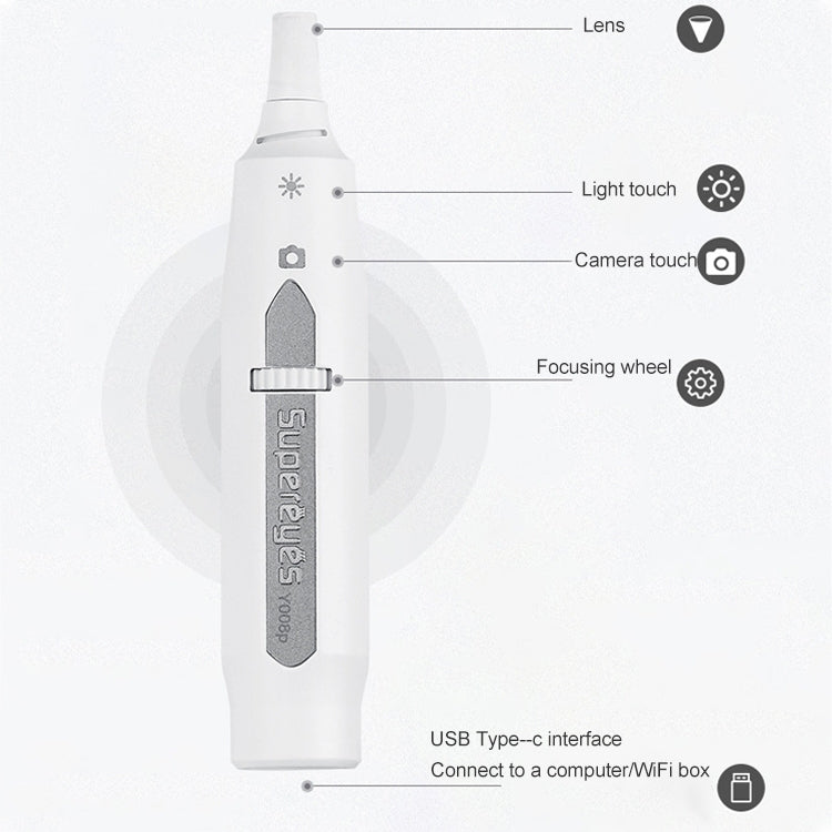 Supereyes Y008P Ear Nose Mouth Wireless Digital Electronic Endoscope - Ear Care Tools by Supereyes | Online Shopping South Africa | PMC Jewellery | Buy Now Pay Later Mobicred