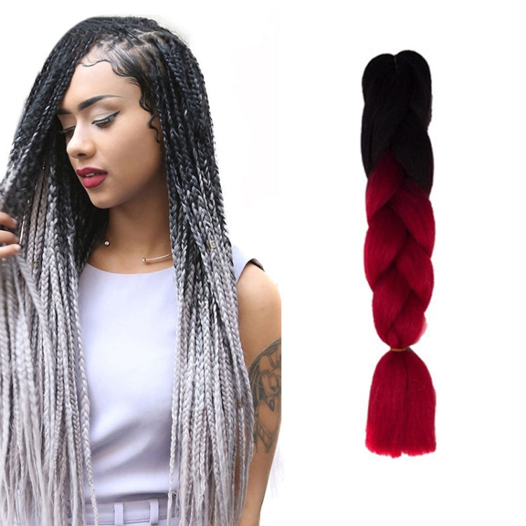 Fashion Color Gradient Individual Braid Wigs Chemical Fiber Big Braids, Length: 60cm(04 Black+Red) - Wigs by PMC Jewellery | Online Shopping South Africa | PMC Jewellery