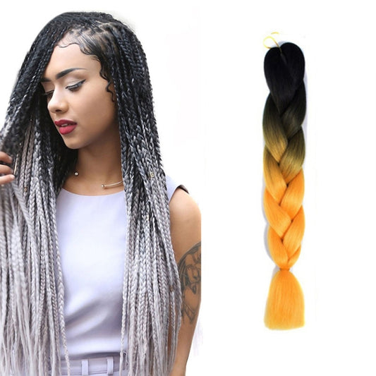 Fashion Color Gradient Individual Braid Wigs Chemical Fiber Big Braids, Length: 60cm(09 Black+Orange Yellow) - Wigs by PMC Jewellery | Online Shopping South Africa | PMC Jewellery